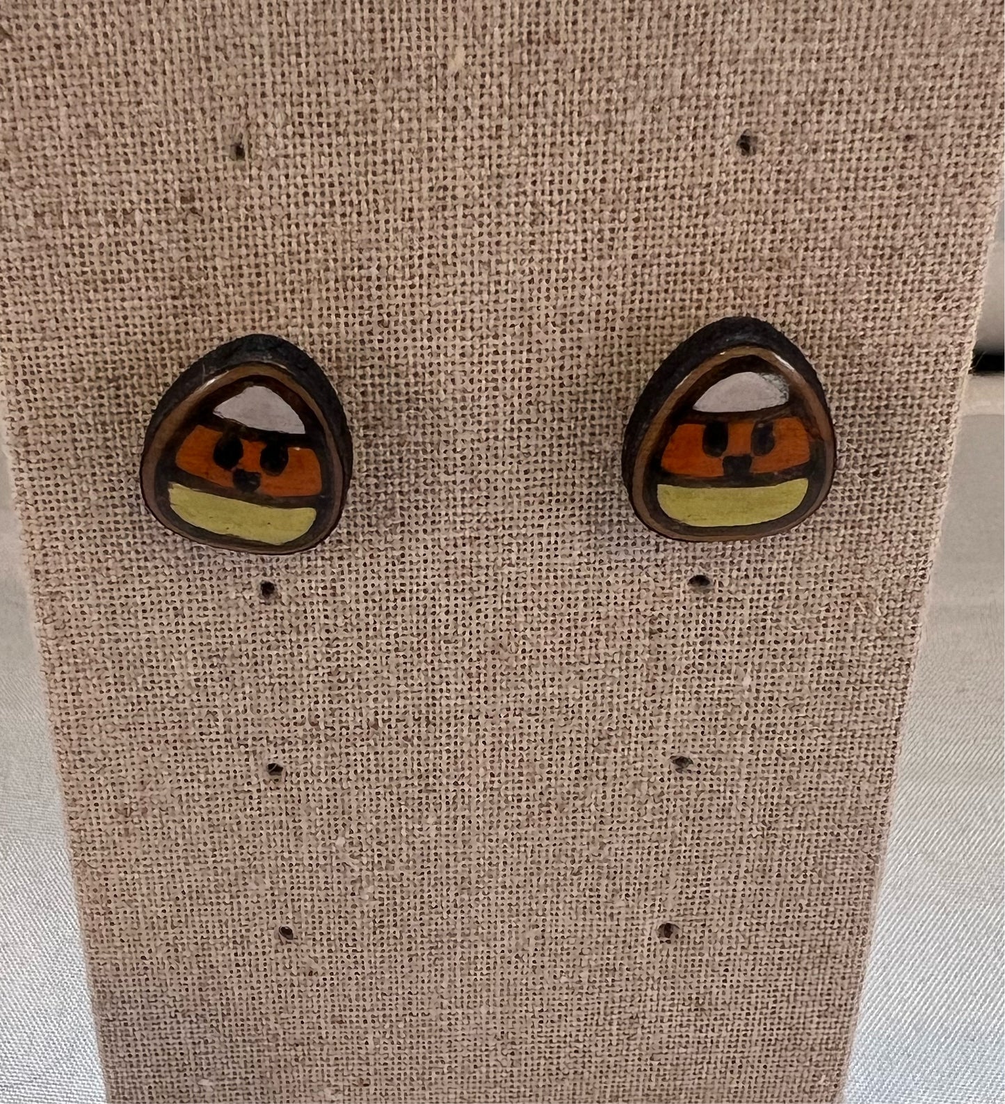 Halloween Candy Corn Earrings - Handmade Earring Pair