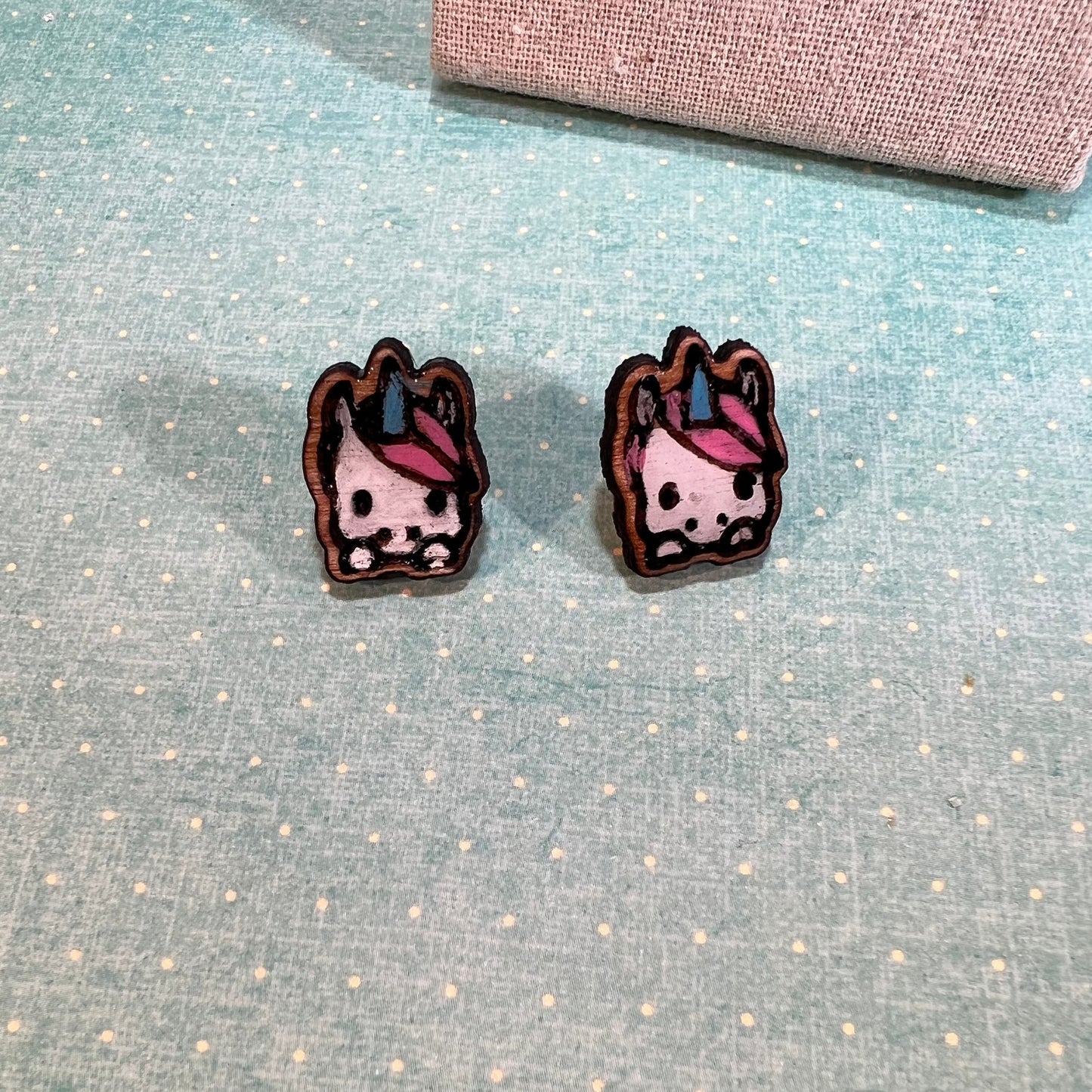 White Unicorn Earrings - Handmade Earring Pair