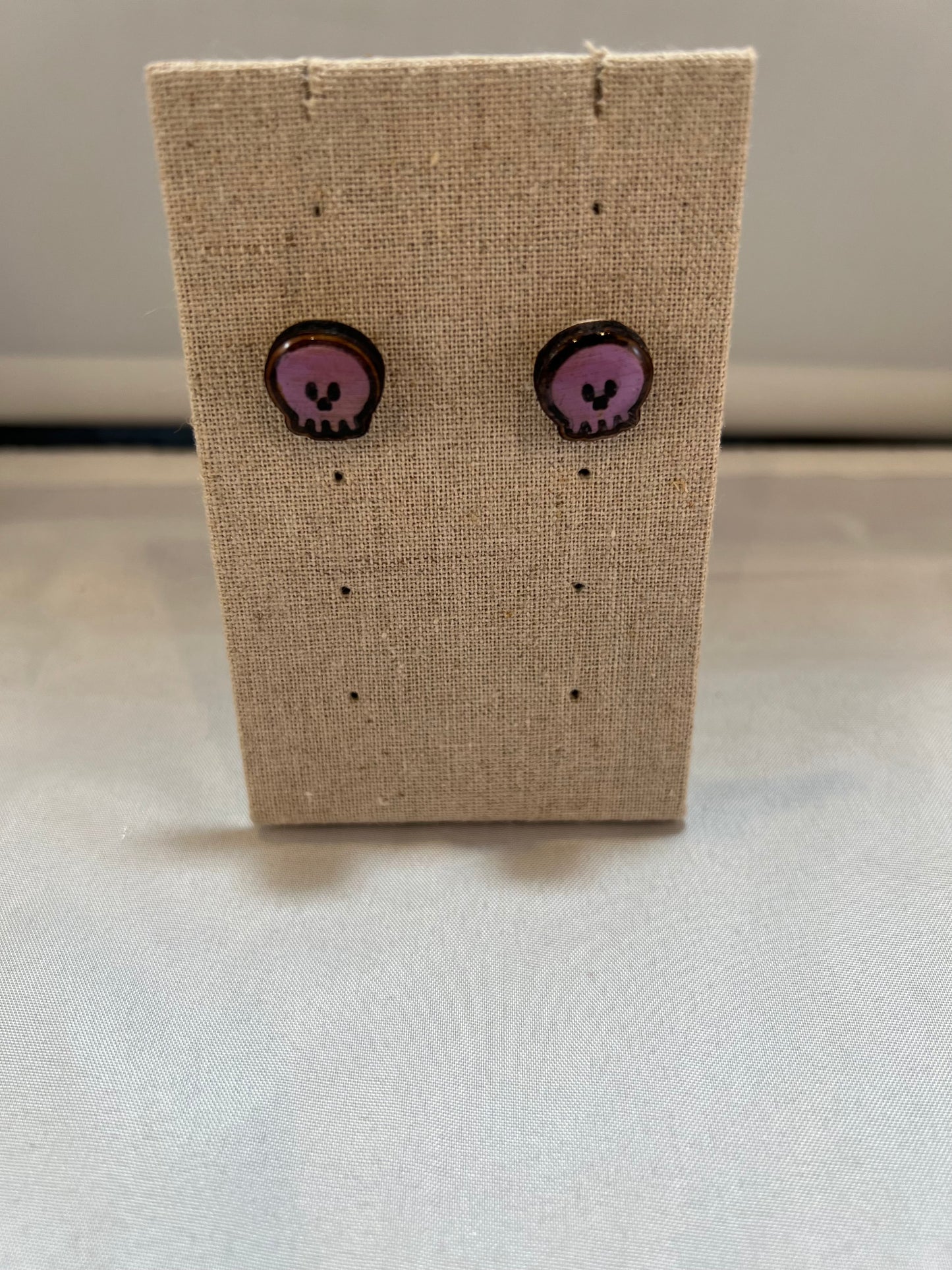 Halloween Purple Skull Earrings - Handmade Earring Pair