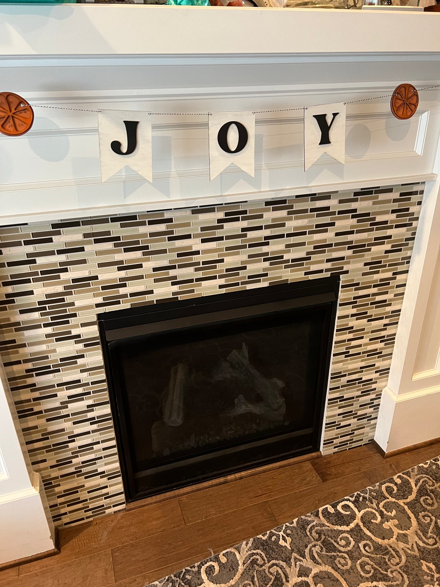 Christmas Joy Banner - White Laser cut Joy Banner