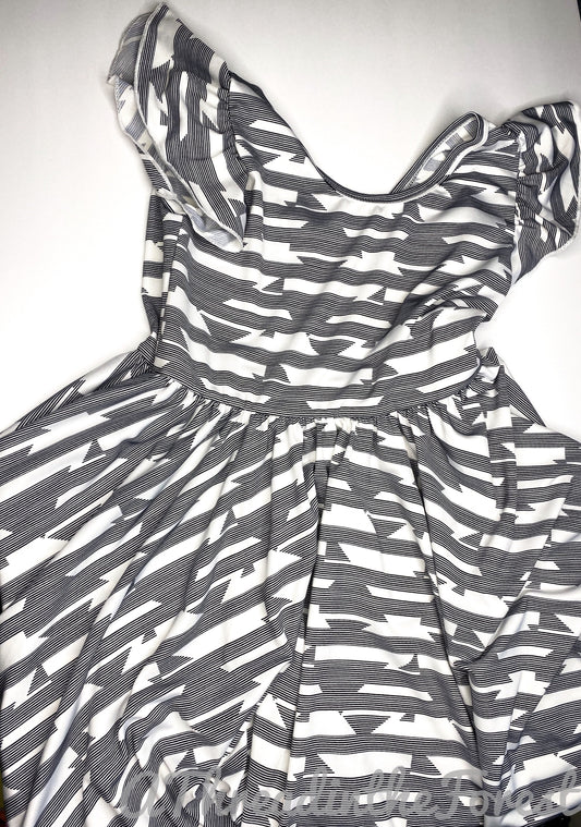 Black and White Striped Dress Size 8/10 - Empire Style Dress
