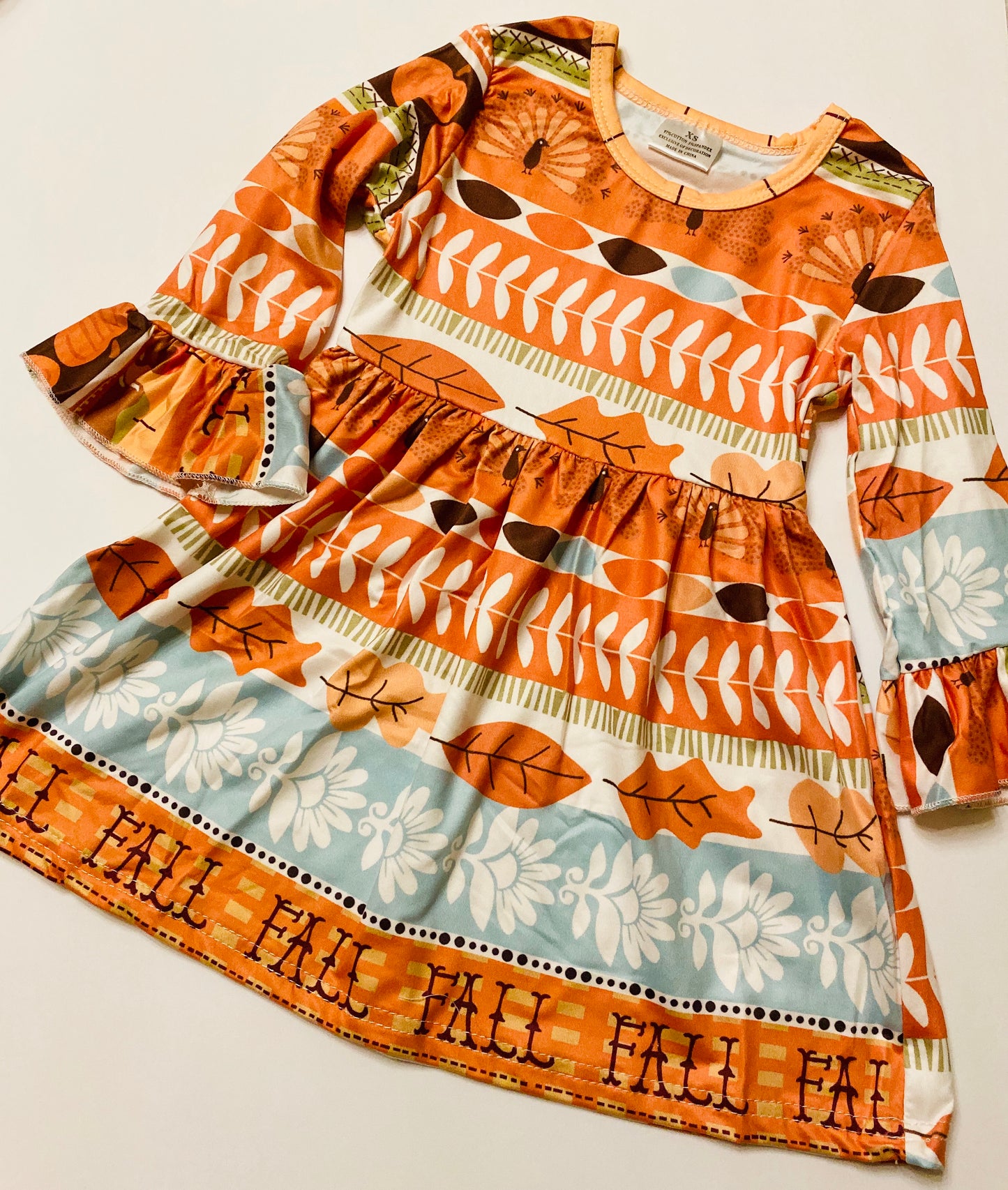 Girls Fall Dress - Pumpkin, Carmel Apple 2T Toddler Dress