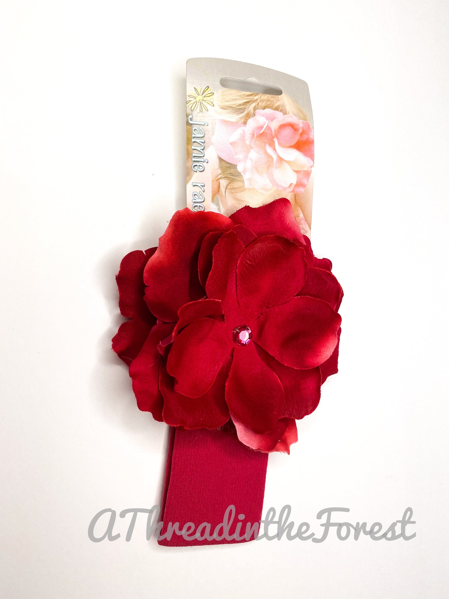 Dark Pink flower on Soft Headband