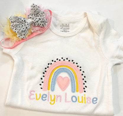 Boho Rainbow Embroidered Shirt- Spring Shirt- Personalized Boho Rainbow Shirt