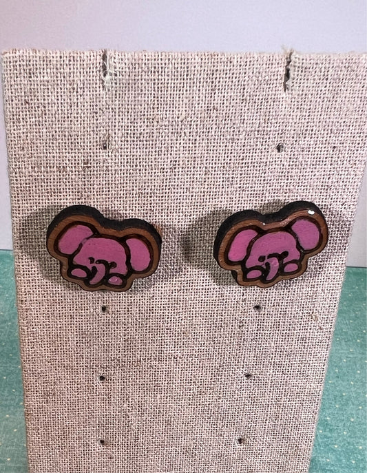 Pink Elephant Earrings  - Handmade Earring Pair