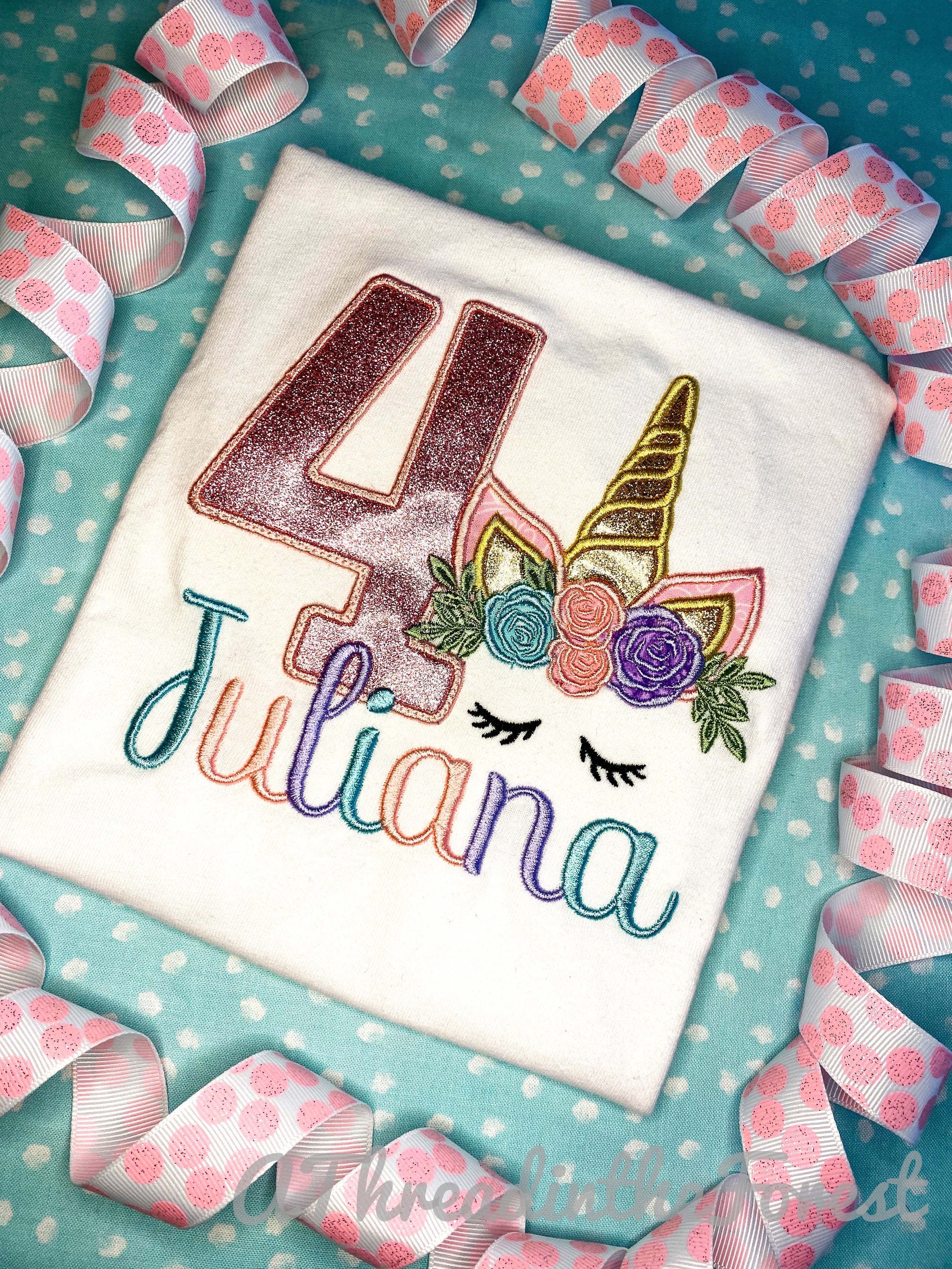 Embroidered unicorn birthday shirt