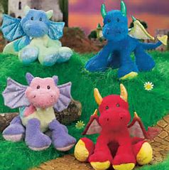 Draco Dragon, Raina Dragon, Samson Dragon and Farlyn Dragon - set of 4 - Gund Dragons