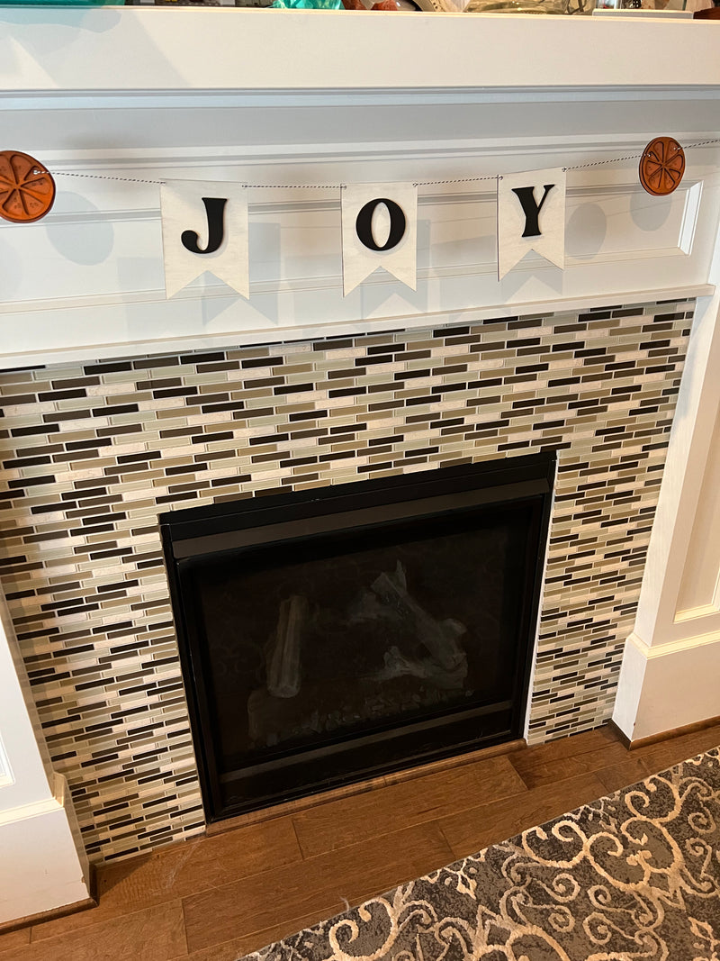 Christmas Joy Banner - White Laser cut Joy Banner