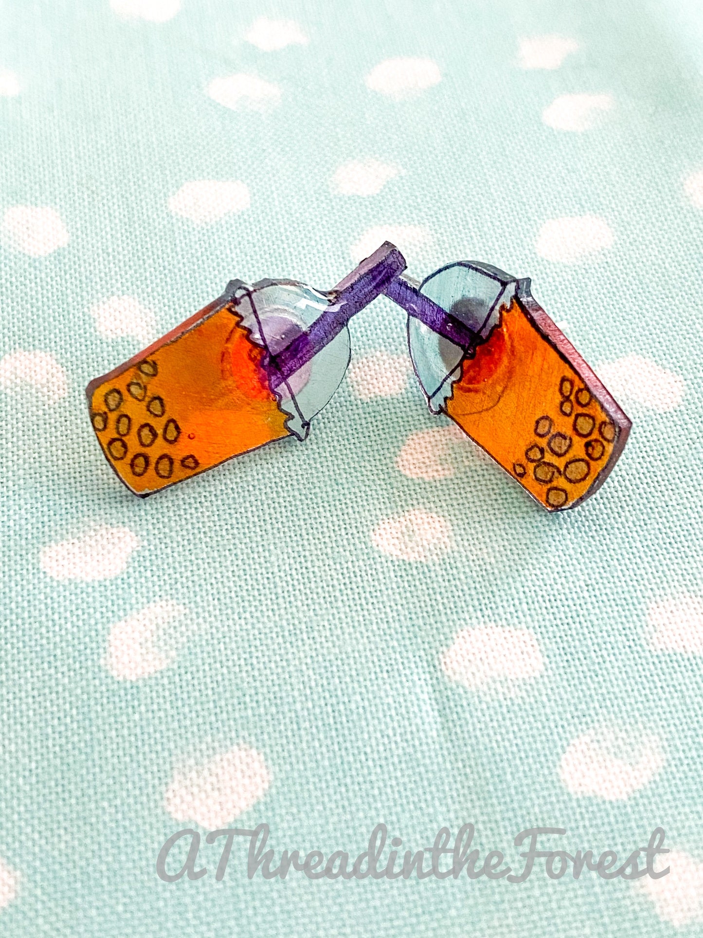 Boba Tea Earrings - Handmade Color Pop Earring Pair