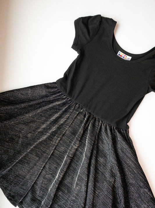 Fancy Black and Silver Dress Size 5/6 - Cap Style Dress