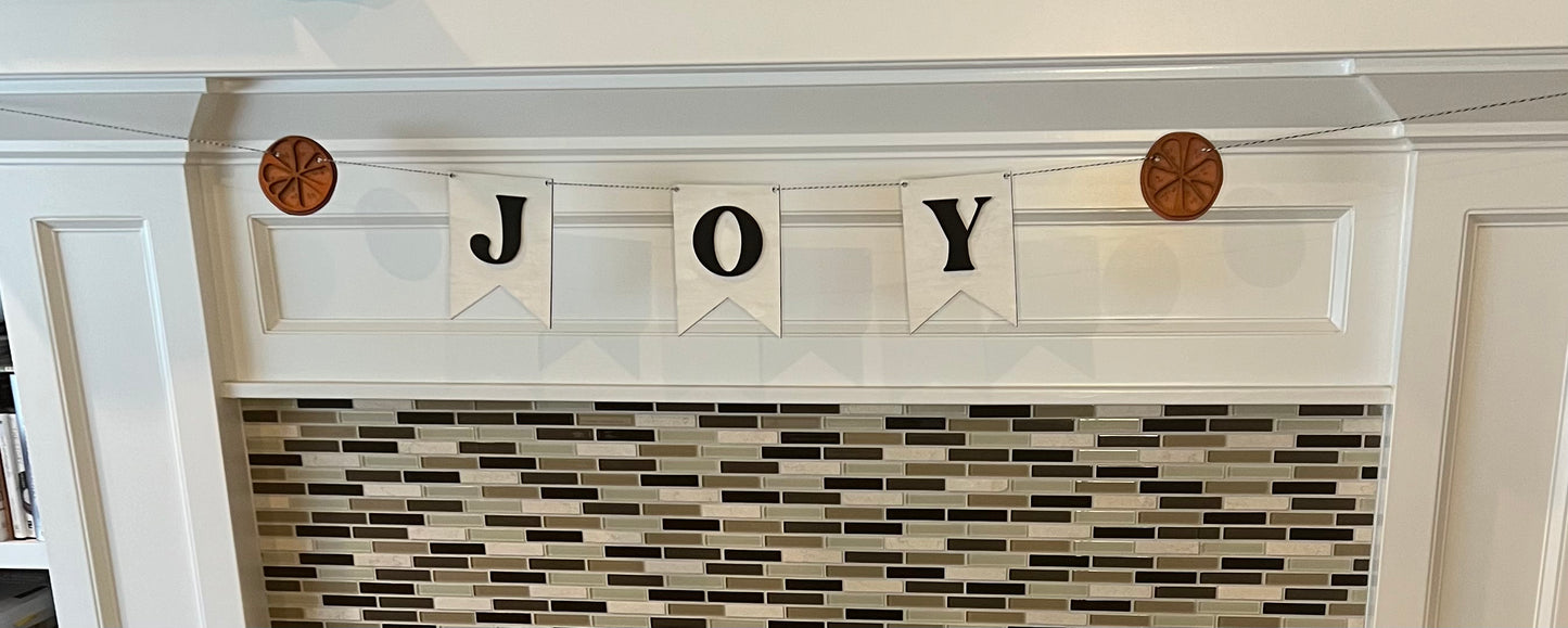 Christmas Joy Banner - White Laser cut Joy Banner