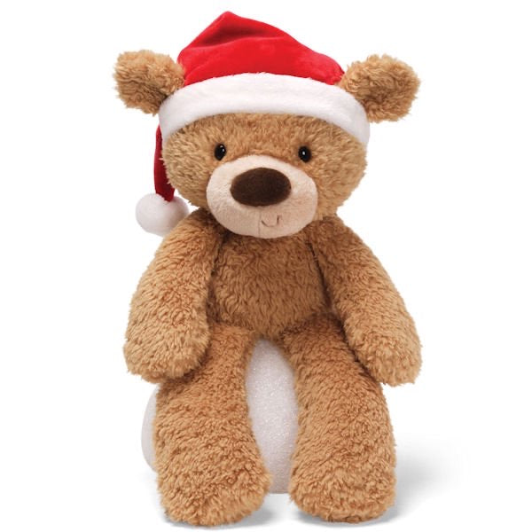 Christmas Fuzzy Tan Plush Bear Gund - 14 inch bear