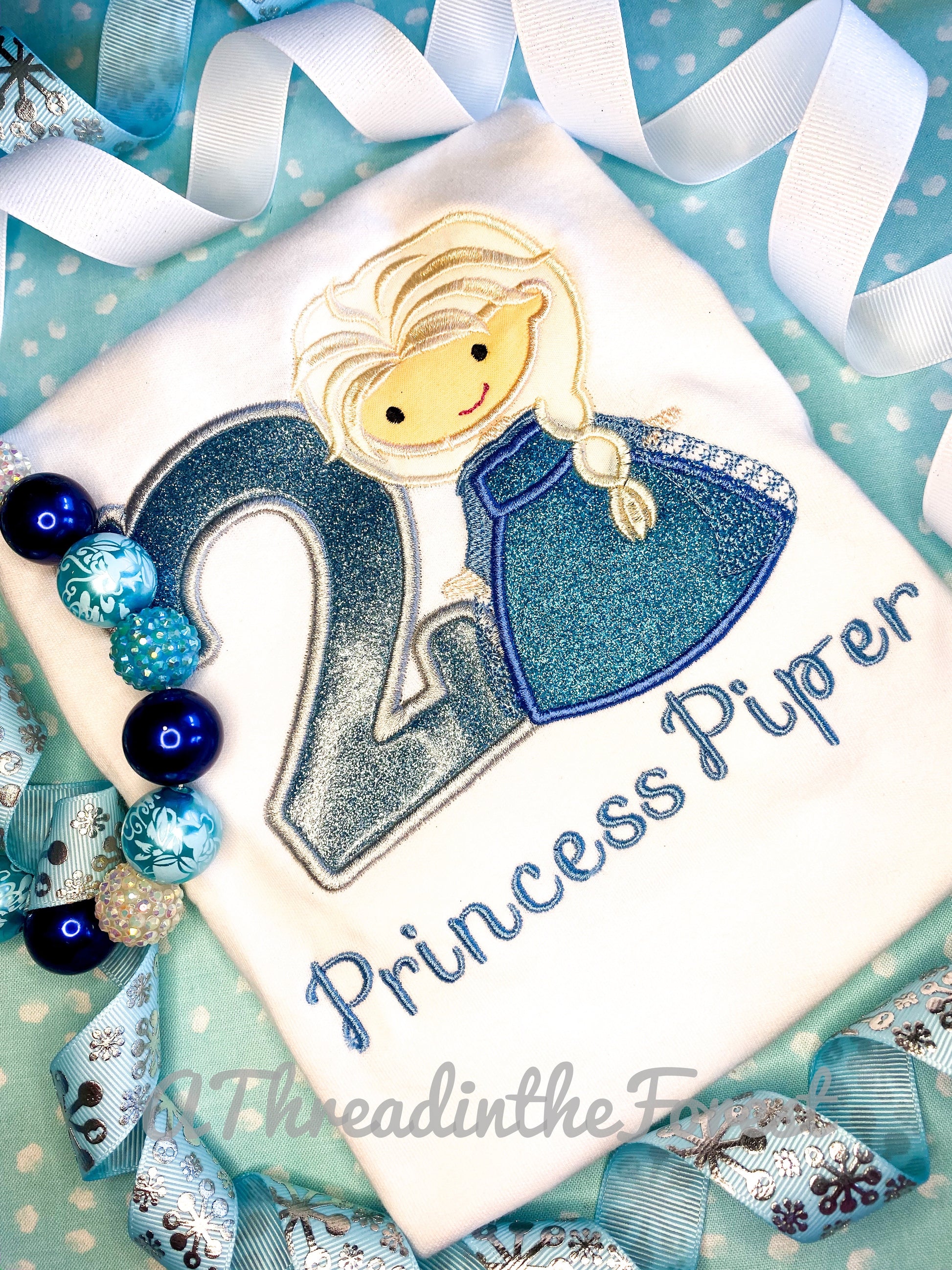Snow princess embroidered birthday shirt