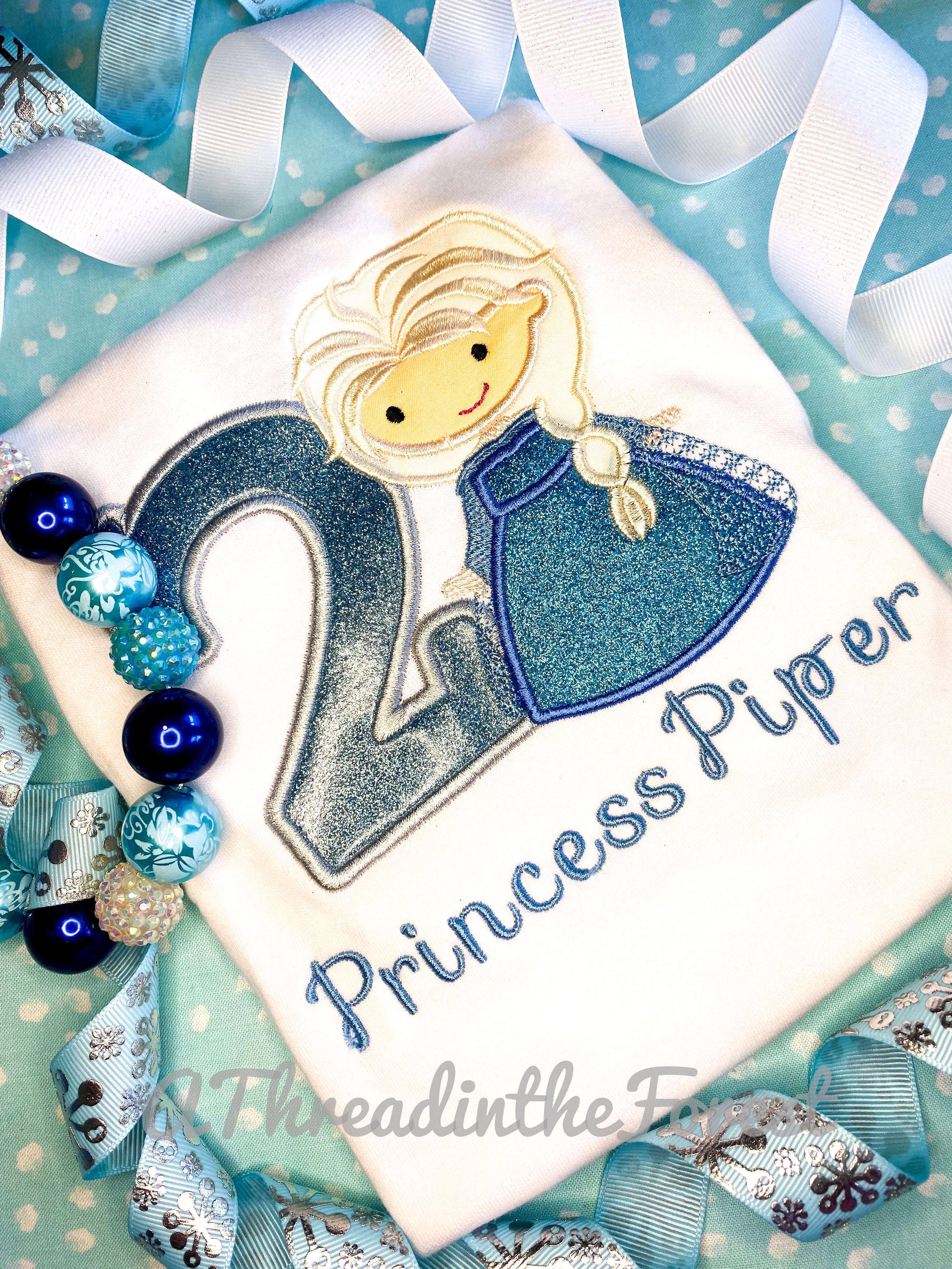 Snow Princess Embroidered Shirt - Birthday Girls Shirt