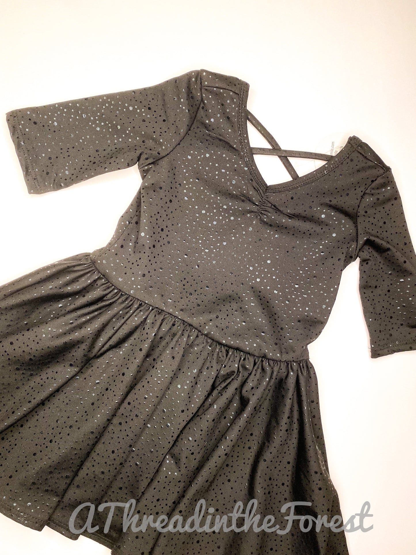 Black with Black dots Dress Size 2T - Fancy Ballerina Style Dress
